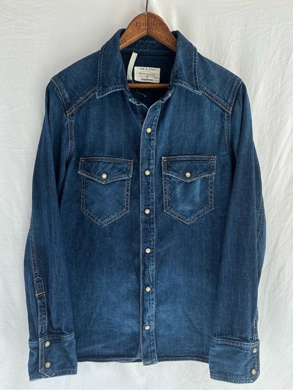 Rag & Bone Denim Pearl Snap Button Down XS